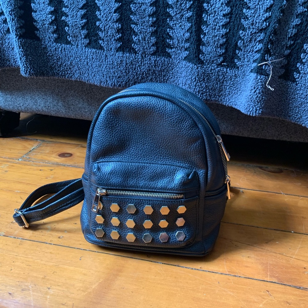 Mini Black Studded Backpack - Women